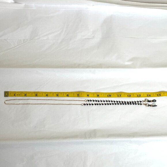 Eyeglass Holder Chain Black Beaded & Gold - Picture 5 of 12